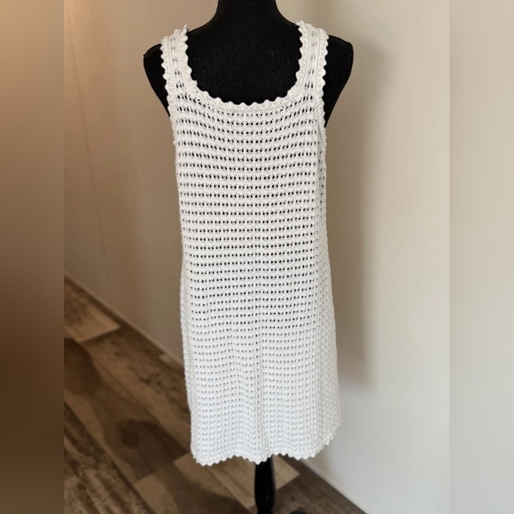 White Crochet Tank Dress - Picture 3 of 4